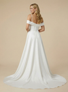 A-Line Off The Shoulder Maxi Long Satin Wedding Dresses Gowns Online