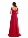 Elegant Cap Sleeves Mermaid Side Split Stretchy Crepe Long Formal Bridesmaid Dresses