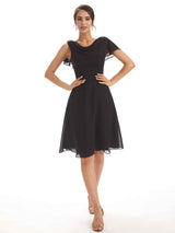 Elegant Short Sleeves Knee-Length A-line Short Mother of The Bride Dresses