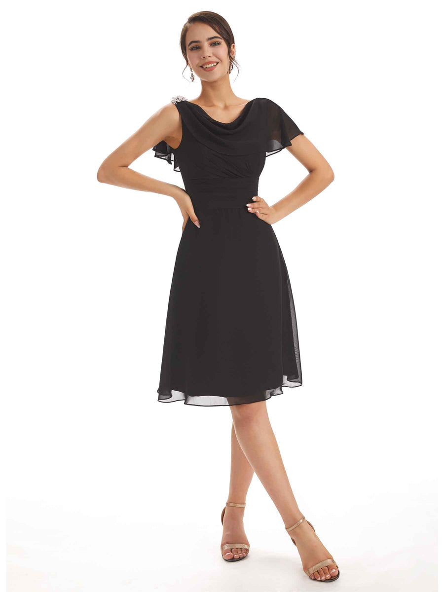 Elegant Short Sleeves Knee-Length A-line Short Mother of The Bride Dresses