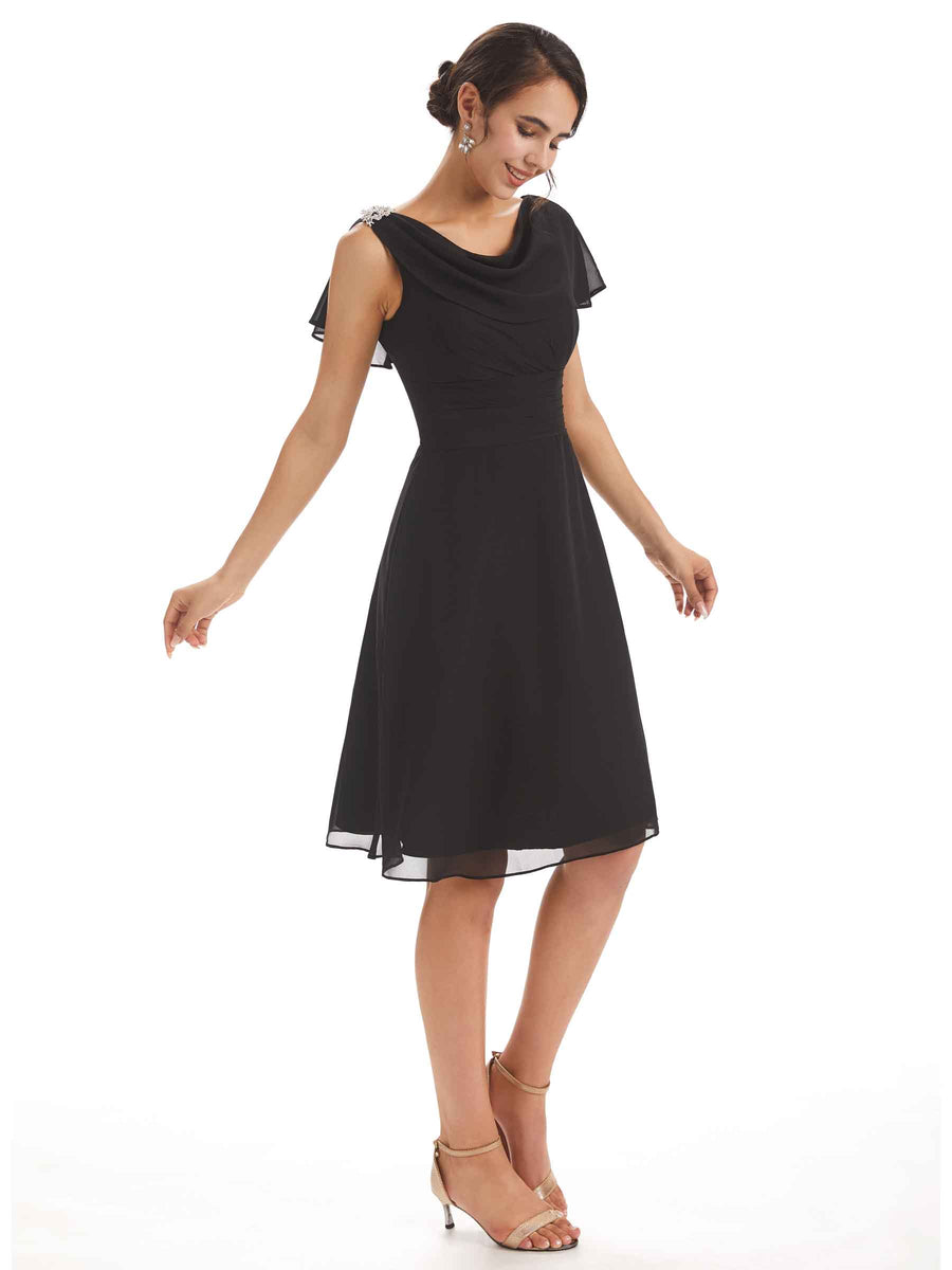 Elegant Short Sleeves Knee-Length A-line Short Mother of The Bride Dresses