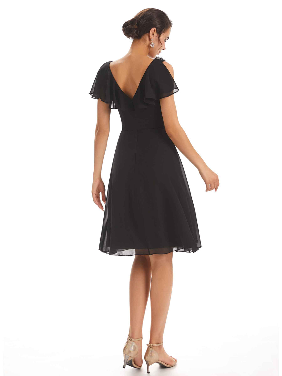 Elegant Short Sleeves Knee-Length A-line Short Mother of The Bride Dresses