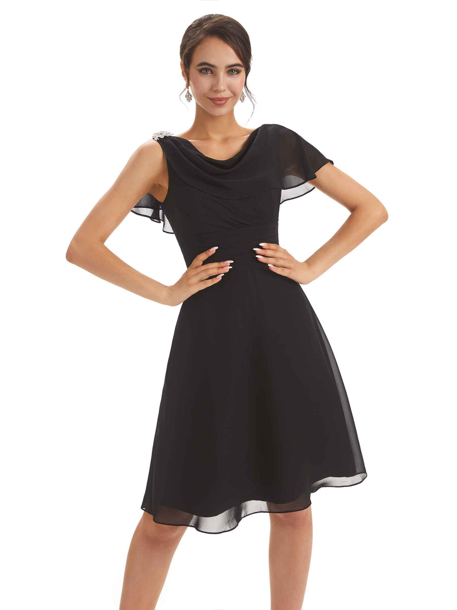 Elegant Short Sleeves Knee-Length A-line Short Mother of The Bride Dresses