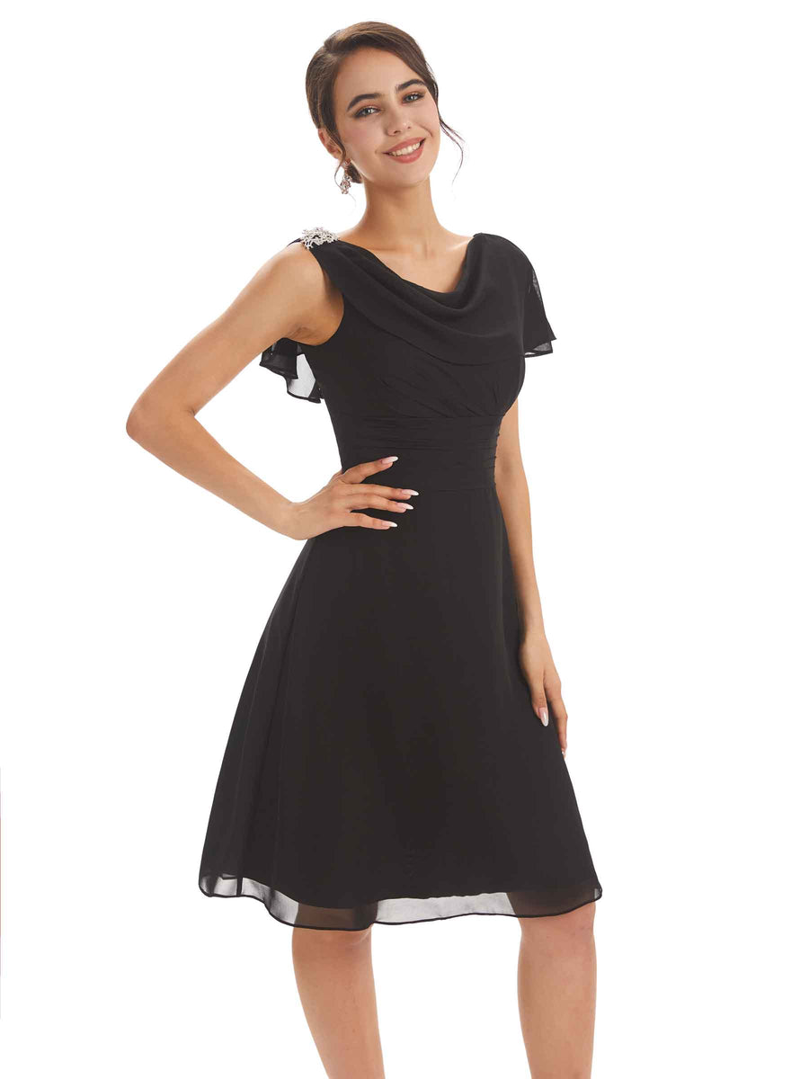 Elegant Short Sleeves Knee-Length A-line Short Mother of The Bride Dresses