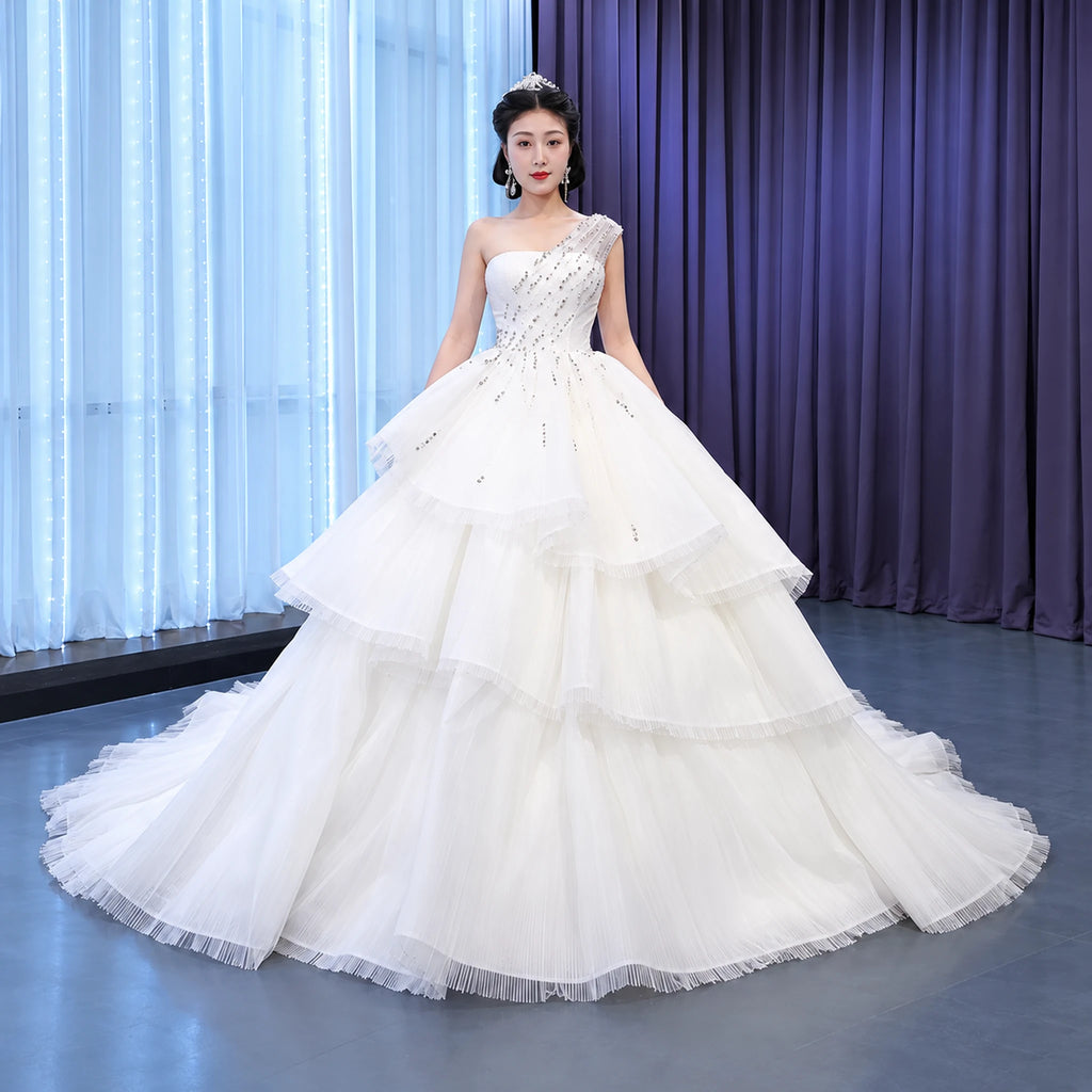 ChicSew Luxurious One Shoulder A-Line Ball Gown Wedding Dress