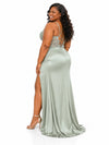 ChicSew Elegant Spaghetti Straps Mermaid Soft Satin Side Slit Floor-Length Bridesmaid Dresses With Lace Applique