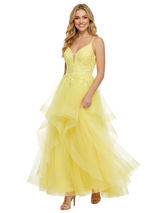 ChicSew Elegent Ruffle Lace Spaghetti Straps Tulle Ball Gown Party Prom Dresses With Applique