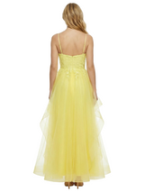 ChicSew Elegent Ruffle Lace Spaghetti Straps Tulle Ball Gown Party Prom Dresses With Applique