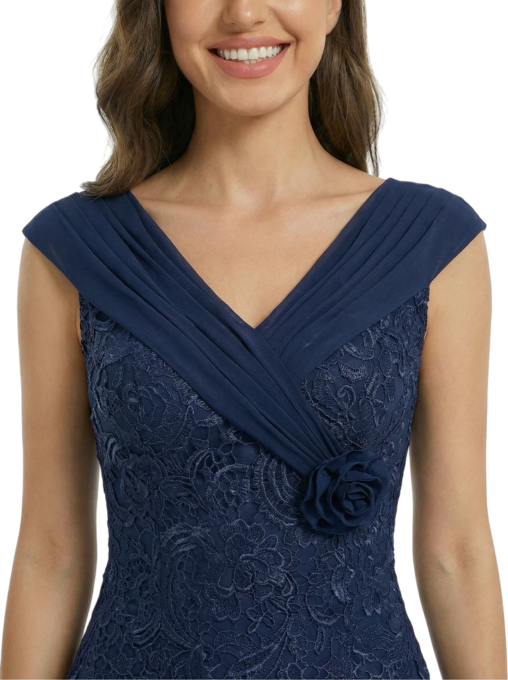 Simple Mother Of The Bride Dresses V-Neck Cap Sleeves Ankle-Length Formal Wedding Event Dress