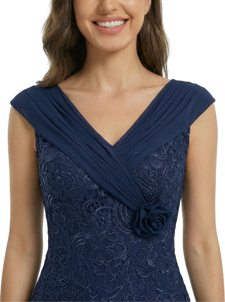 Simple Mother Of The Bride Dresses V-Neck Cap Sleeves Ankle-Length Formal Wedding Event Dress