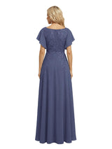 Elegant Bell Sleeves Side Slit Chiffon Mermaid Long Mother of The Bride Dresses