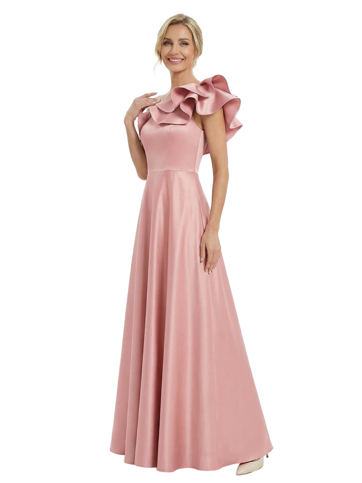 Fancy One Shoulder Satin Ruffles A-line Mother Of The Bride Dresses