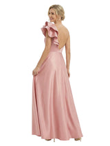Fancy One Shoulder Satin Ruffles A-line Mother Of The Bride Dresses