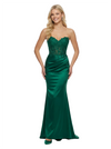 ChicSew Elegent Strapless Sweetheart Mermaid Satin Lace Applique Party Prom Dresses With Boning