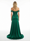 Elegent Lace Floor Length Off Shoulder Mermaid Satin Party Prom Dresses