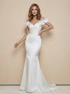 Mermaid Off The Shoulder Ruching Maxi Long Satin Wedding Gowns Online