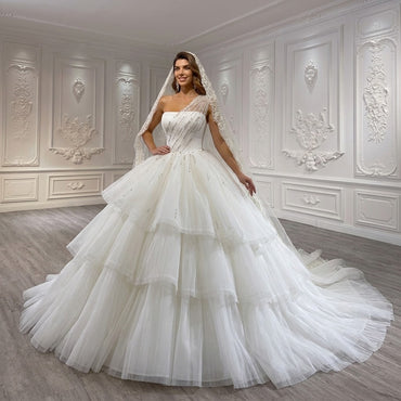 ChicSew Luxurious One Shoulder A-Line Ball Gown Wedding Dress