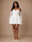 ChicSew Fancy Strapless A-Line Mini-Length Satin Wedding Dress With Lace Appliques
