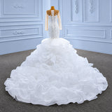 ChicSew Sparkly Mermaid Illusion Long Sleeves Ball Gown Wedding Dress