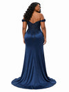 ChicSew Fancy Off The Shoulder Boning Side Slit Mermaid Soft Satin Long Bridesmaid Dresses With Lace Applique