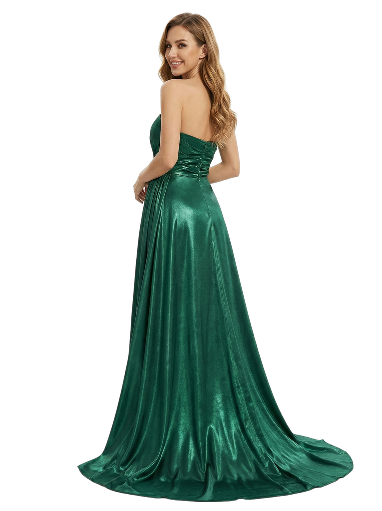 ChicSew Sexy Ruched Sweetheart Sleeveless Metallic A-Line Party Prom Dresses With OverSkirt