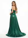 Elegent Floor Length Sweetheart Metallic A-line Side Slit Party Prom Dresses Overskirt