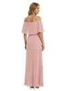 Chicsew Stunning Off Shoulder Ruched Floor-Length Chiffon Mother of The Bride Gown