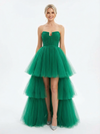 Sweet Ruffle Tulle Sweetheart A Line Long Party Ball Gown Prom Dresses