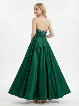 Elegent Satin Sweetheart A-Line Floor Length Party Prom Dresses With Waist Drape