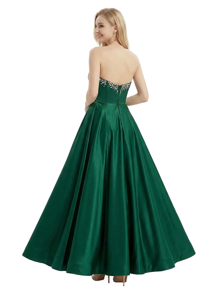 ChicSew Elegent Satin Ruched Sweetheart A-Line Long Party Prom Dresses With Waist Drape - ChicSew ChicSew Elegent Satin Ruched Sweetheart A-Line Long Party Prom Dresses With Waist Drape - ChicSew