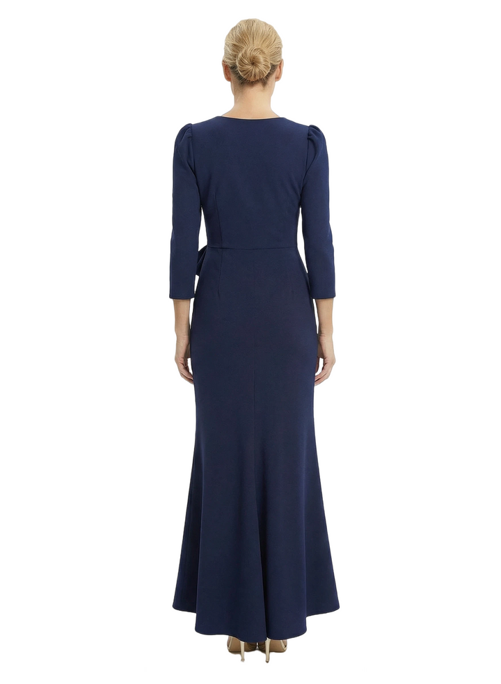 Chicsew Stylish Long Sleeves V-Neck Mermaid Gown Elegant Mother Of The Groom Dresses With Bow Knot