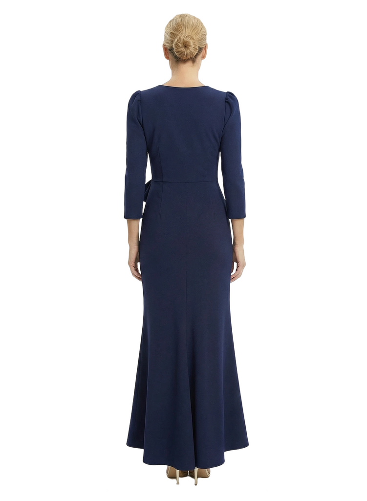 Chicsew Stylish Long Sleeves V-Neck Mermaid Gown Elegant Mother Of The Groom Dresses With Bow Knot