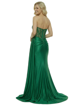ChicSew Elegant Satin Sweetheart Beaded Ruched Satin Mermaid Formal Prom Dresses Slit With Side Overlay