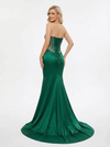 Unique Lace Cut Out Corset Sweetheart Mermaid Satin Long Party Prom Dresses