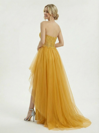 Unique Lace Sweetheart A Line Tulle Long Party Prom Dresses