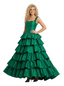 ChicSew Unique Square Satin Tiered Ruffled Ball Gown A line Floor Length Formal Evening Dresses