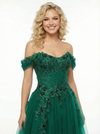 Modern Lace Beaded Off The Shoulder A-line Long Party Prom Dresses