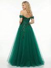 Modern Lace Beaded Off The Shoulder A-line Long Party Prom Dresses