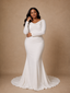 ChicSew Elegant Cowl Neck Mermaid Crepe Long Sleeves Floor-Length Wedding Dress With Button