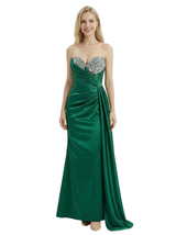 ChicSew Stylish Satin Sweetheart Beaded Mermaid Formal Prom Dresses With Side Overlay