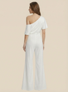 Jumpsuit One Shoulder Short Sleeves Satin Wedding Gowns Online
