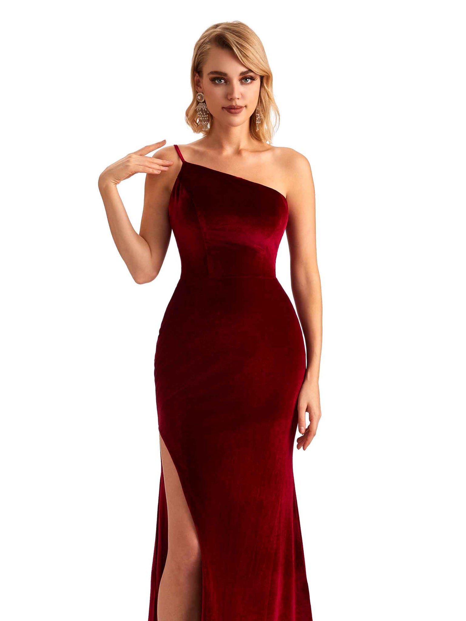 Winter Formal Velvet One-Shoulder Bridesmaid Dresses