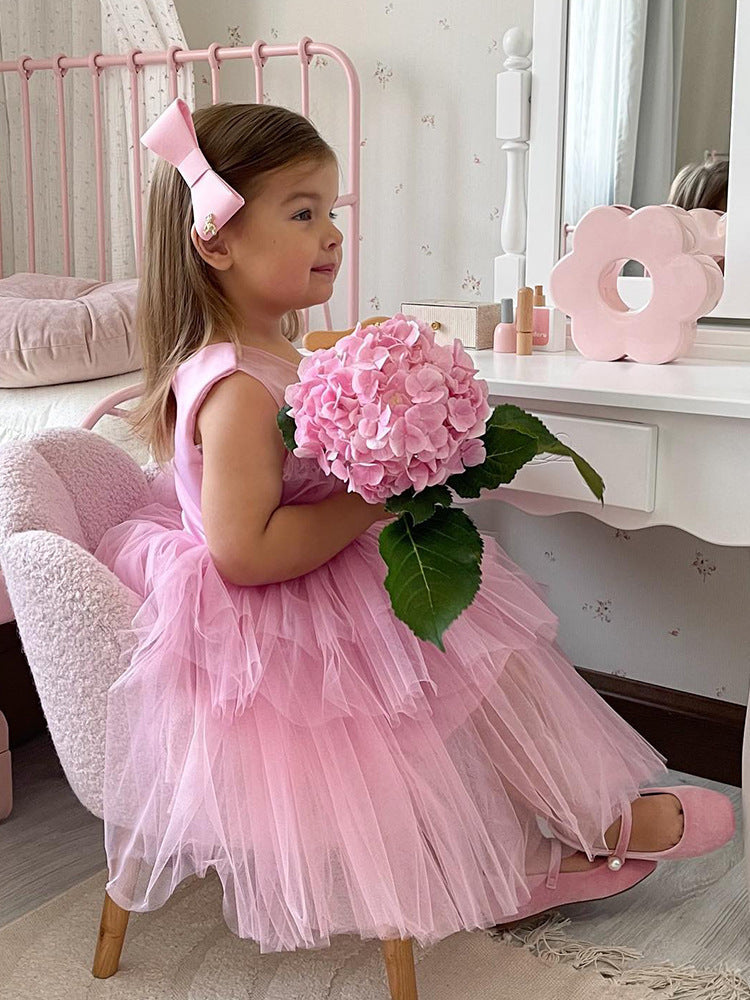 Pink Flower Girl Dresses For Weddings Off Shoulder Flowers Girls Pageant Dress Prom Kids Communion Gowns