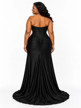 ChicSew Sweetheart Boning Side Slit Mermaid Soft Satin Floor-Length Bridesmaid Dresses With Applique