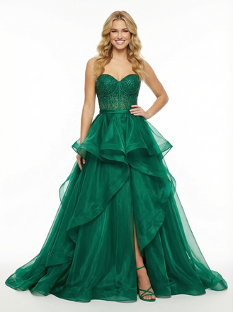 Elegent Organza Floor Length Sweetheart Ball Gown Party Prom Dresses