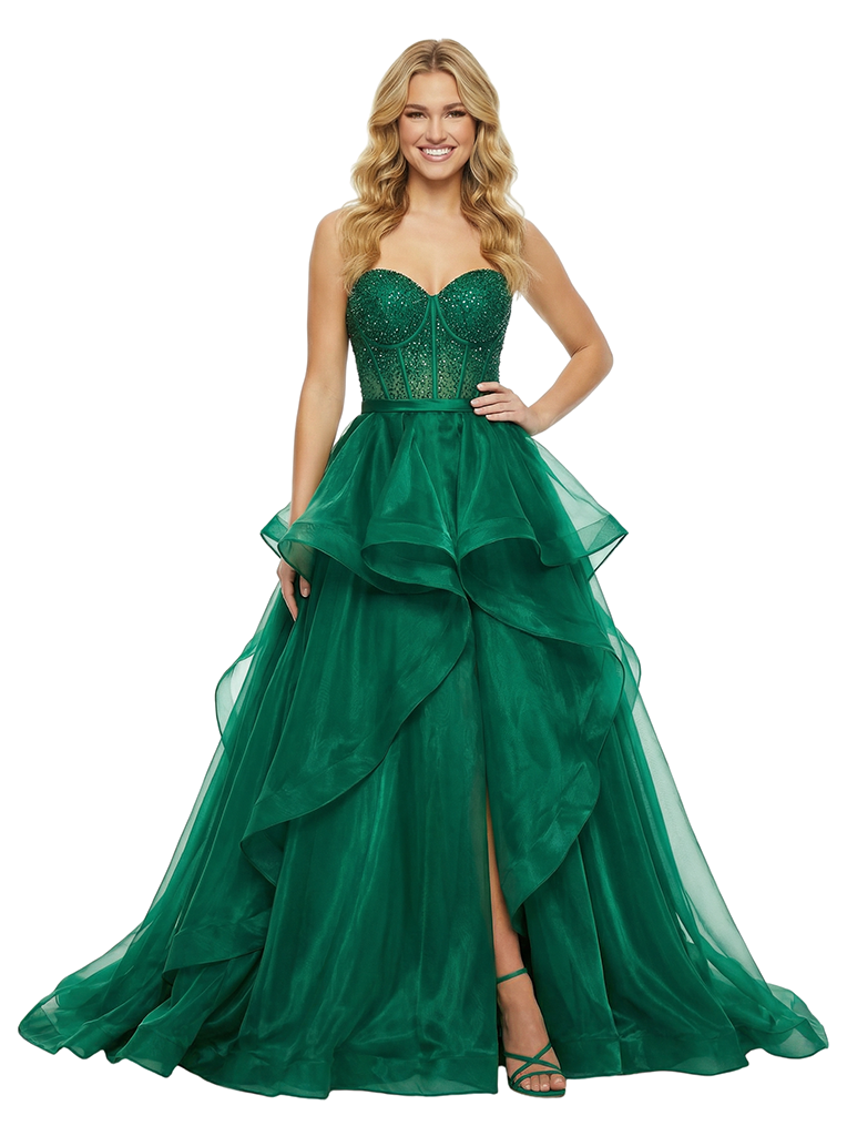 ChicSew Elegent Organza Floor Length Sweetheart Ball Gown Party Prom Dresses