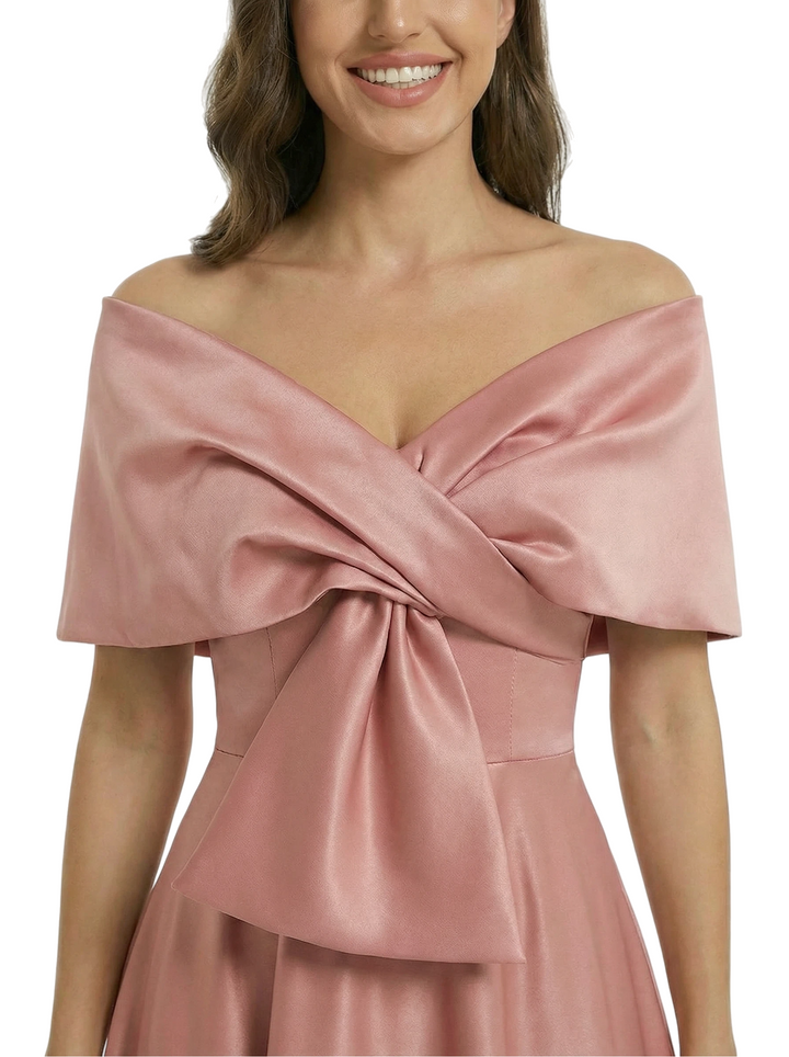 Beautiful Off Shoulder Satin Ankle Length Mother of The Bride Dresses