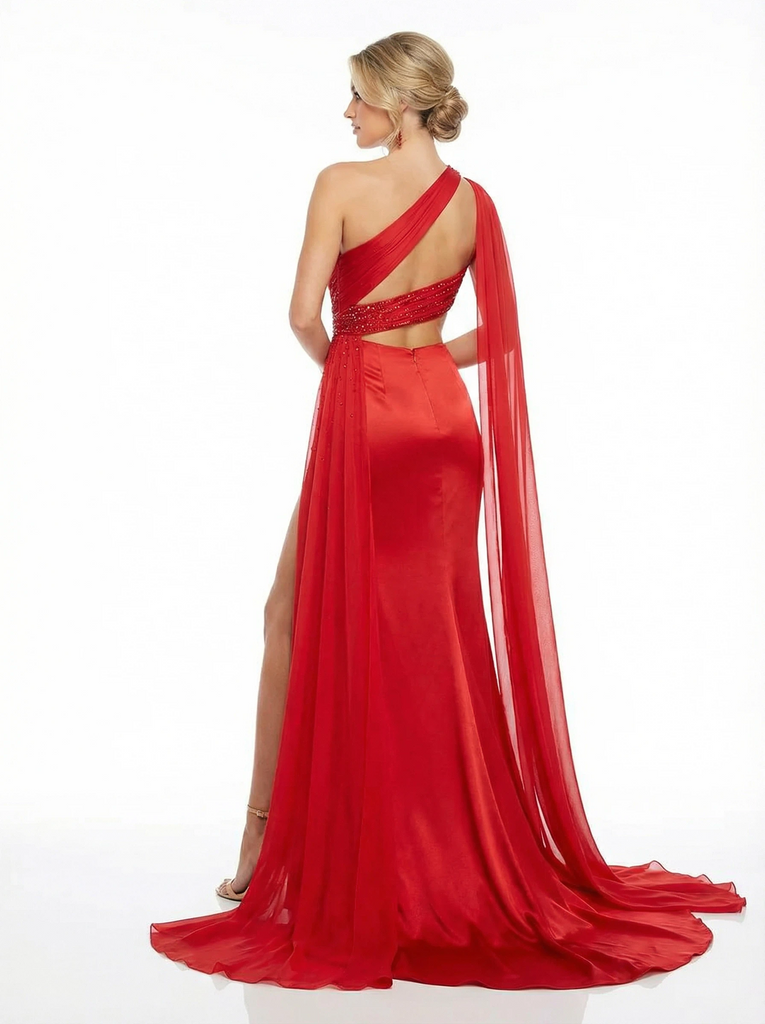Elegent Satin Halter Floor Length Mermaid Side Slit Party Prom Dresses