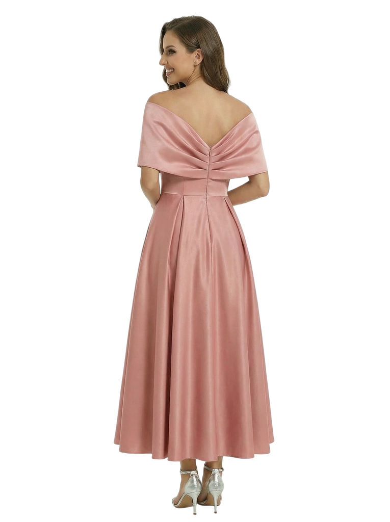 Beautiful Off Shoulder Satin Ankle Length Mother of The Bride Dresses