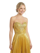 ChicSew Sexy Pleated Sweetheart Side Slit Metallic A-Line Floor Length Party Prom Dresses